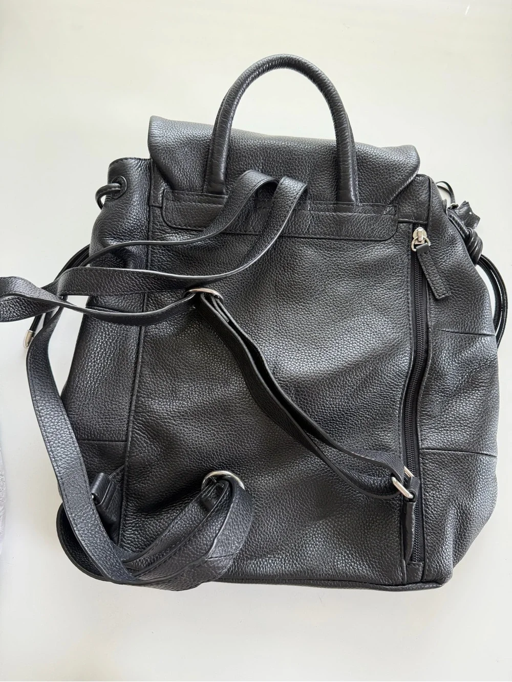 RADLEY LONDON Black Pebbled Leather Flap Backpack